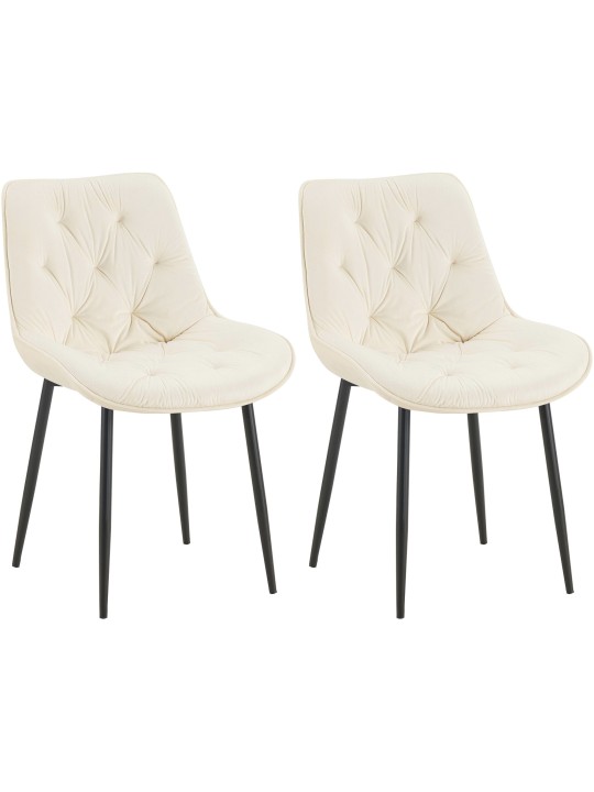 Sæt med 2 spisestuestole Wallace velvet, creme