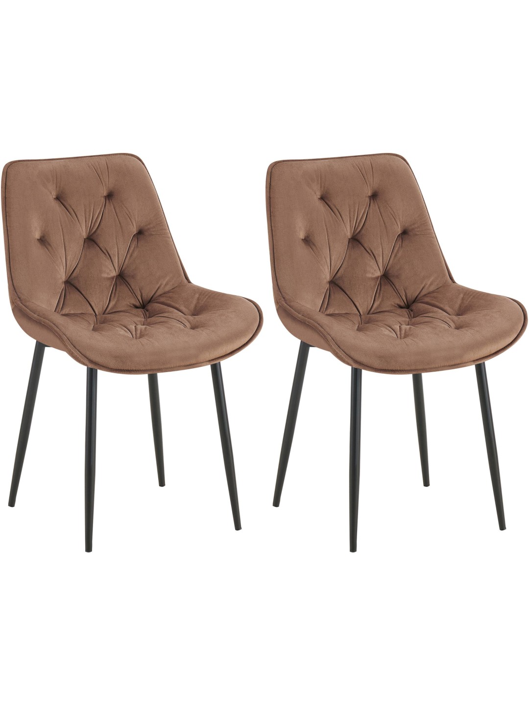 Sæt med 2 spisestuestole Wallace velvet, brun