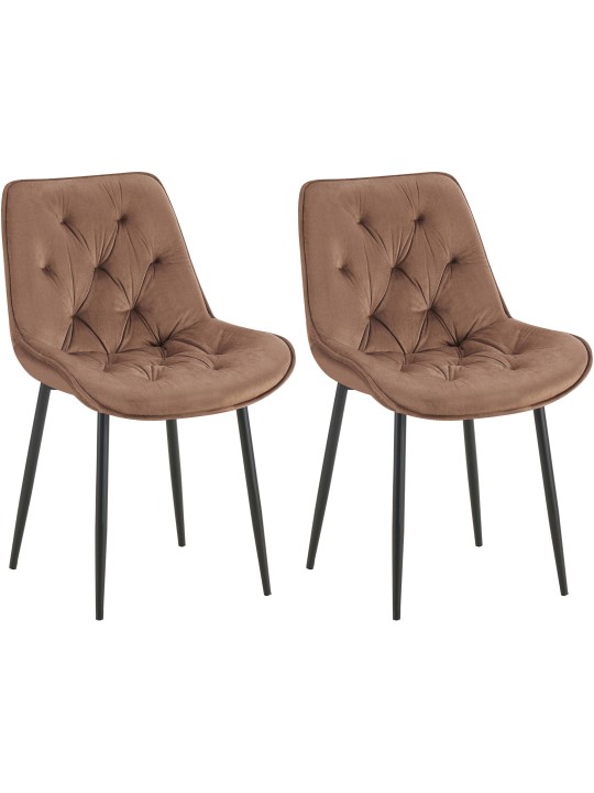 Sæt med 2 spisestuestole Wallace velvet, brun