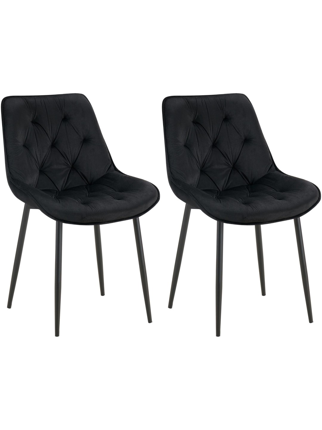 Sæt med 2 spisestuestole Wallace velvet, sort