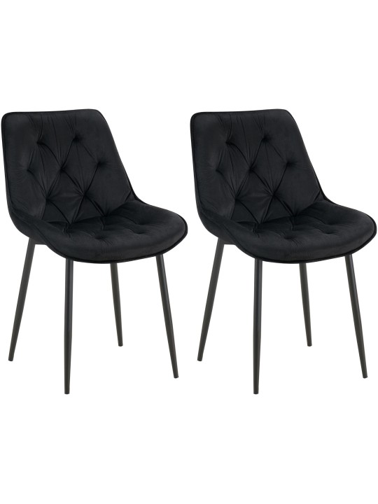 Sæt med 2 spisestuestole Wallace velvet, sort