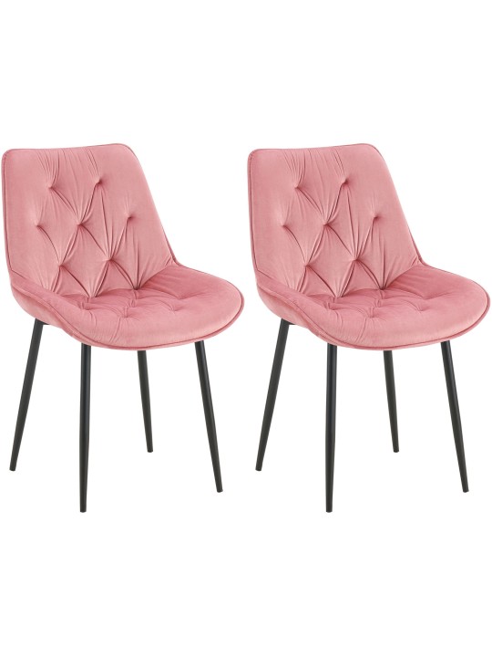 Sæt med 2 spisestuestole Wallace velvet, lyserød