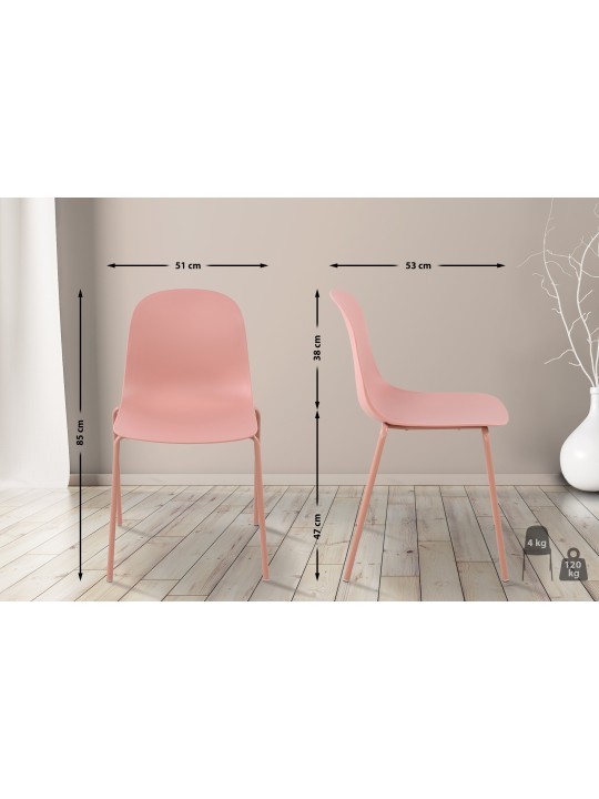 Sæt med 2 stole Hardin, pink