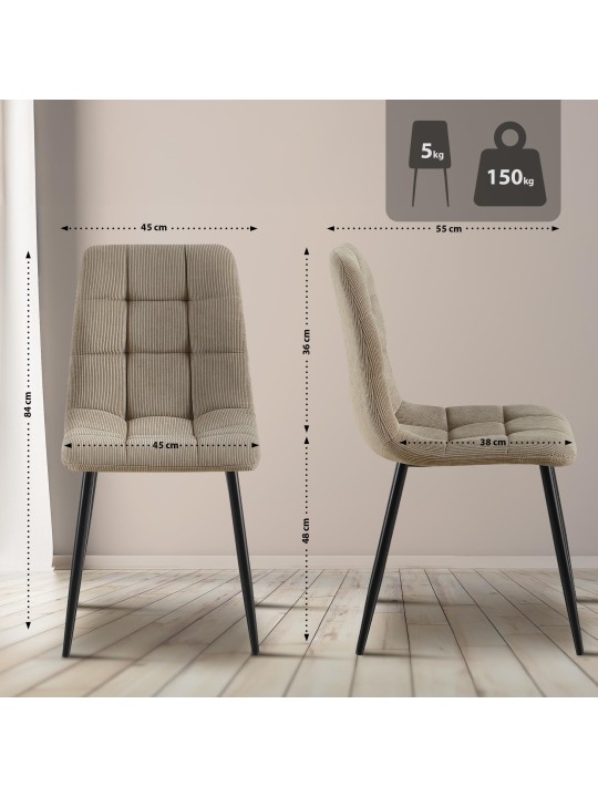 Spisestuestol Tilde Cord, taupe Spisestuestol Tilde Cord, taupe