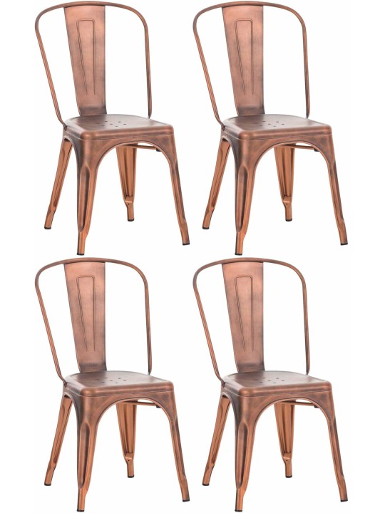 Sæt med 4 stole Benedikt, kobber