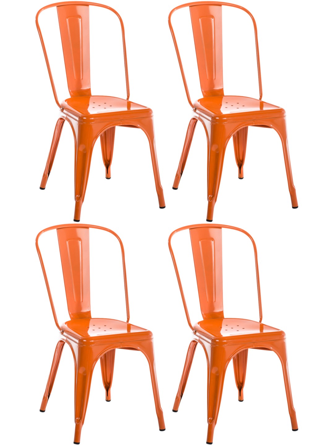 Sæt med 4 stole Benedikt, orange