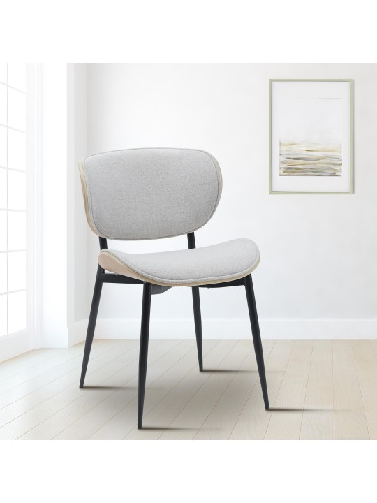 Sæt med 2 spisestuestole Enid stof, natur/creme