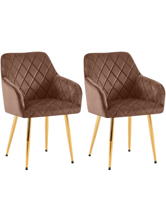 Sæt med 2 spisestuestole Monett velvet G, brun