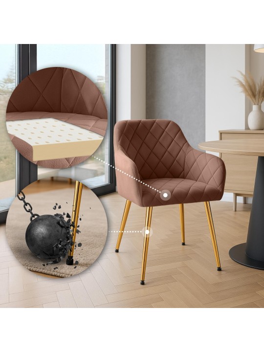 Sæt med 2 spisestuestole Monett velvet G, brun