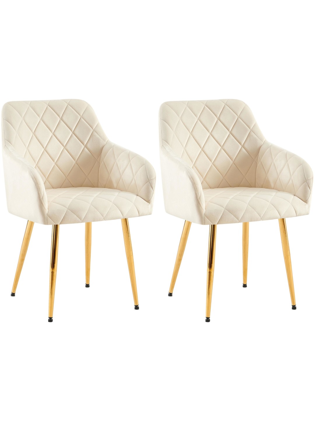 Sæt med 2 spisestuestole Monett velvet G, creme