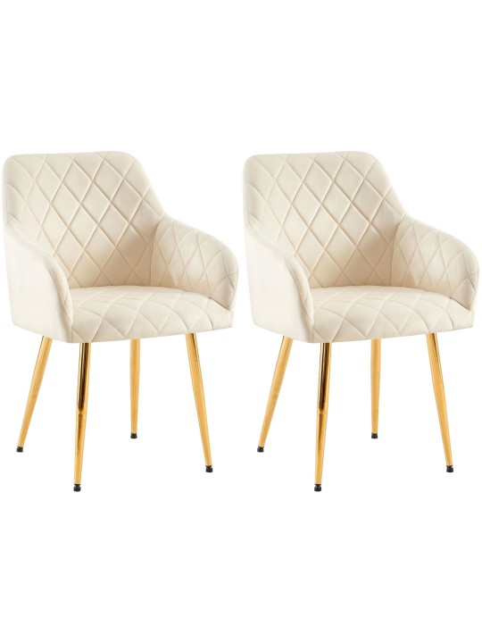 Sæt med 2 spisestuestole Monett velvet G, creme