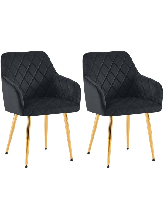 Sæt med 2 spisestuestole Monett velvet G, sort