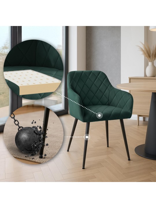 Sæt med 2 spisestuestole Monett velvet B, grøn