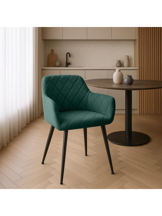 Sæt med 2 spisestuestole Monett velvet B, grøn