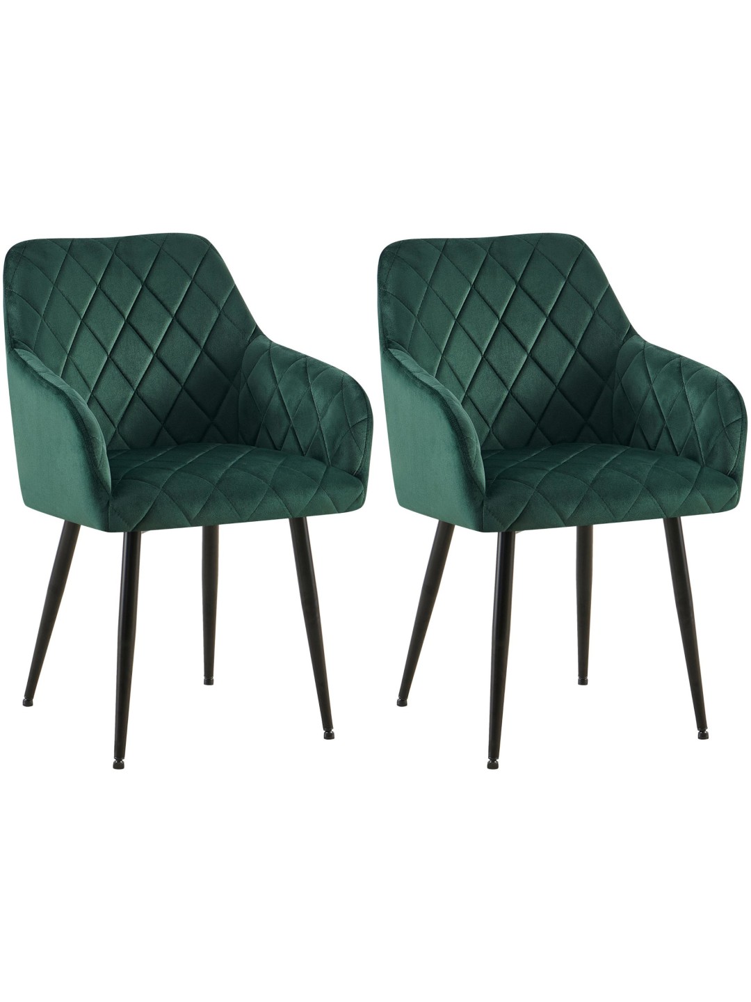 Sæt med 2 spisestuestole Monett velvet B, grøn