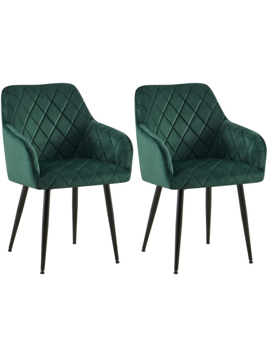Sæt med 2 spisestuestole Monett velvet B, grøn