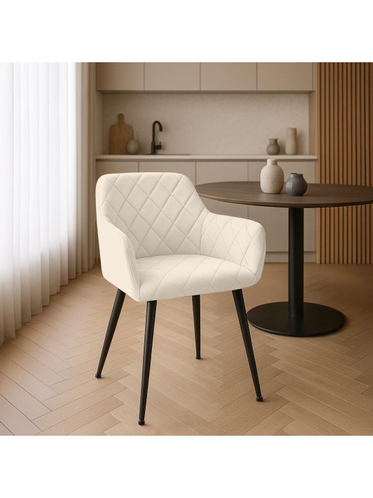 Sæt med 2 spisestuestole Monett velvet B, creme