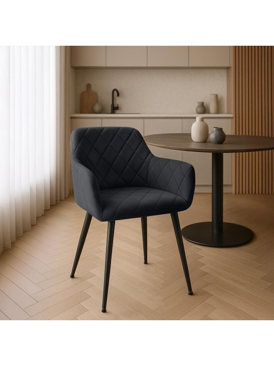 Sæt med 2 spisestuestole Monett velvet B, sort