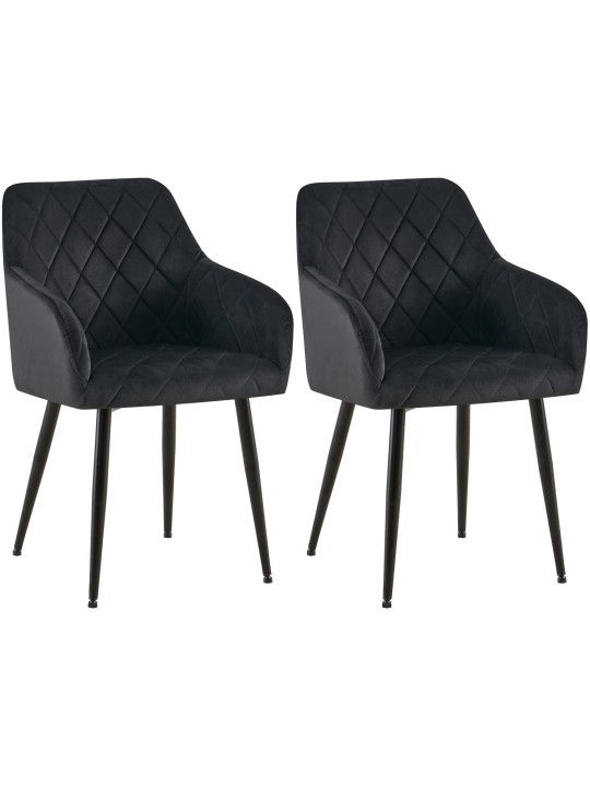 Sæt med 2 spisestuestole Monett velvet B, sort
