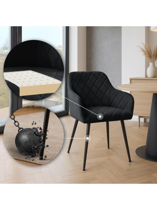 Sæt med 2 spisestuestole Monett velvet B, sort