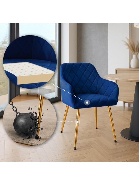 Sæt med 2 spisestuestole Monett velvet G, mørkeblå