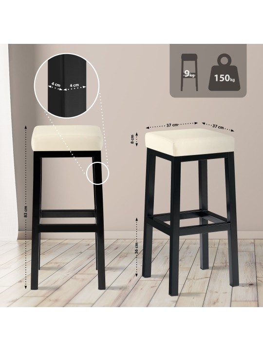 Barstol Taylor B85 imiteret læder, creme