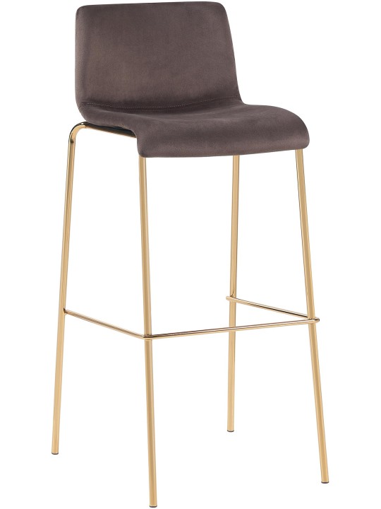 Barstol Hoover Velvet 4-fods guld, brun