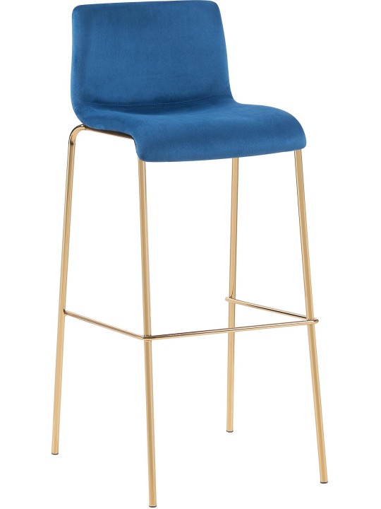 Barstol Hoover Velvet 4-fods guld, blå