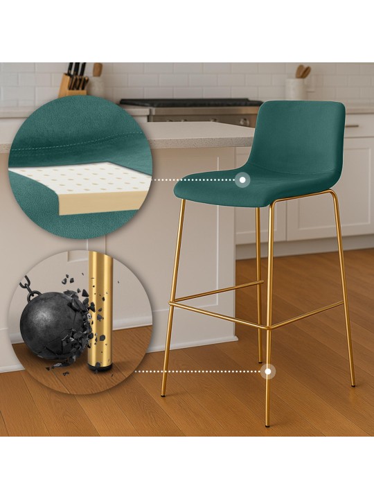 Barstol Hoover Velvet 4-fods guld, grøn