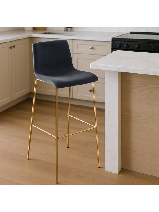 Barstol Hoover Velvet 4-fods guld, sort
