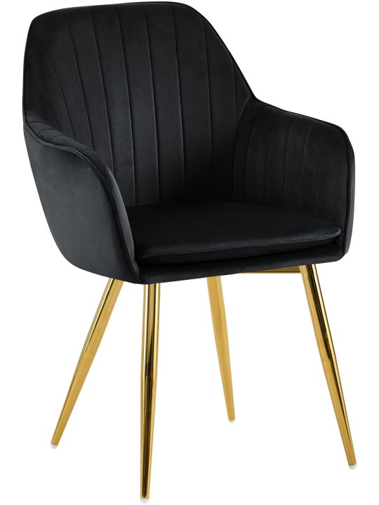 Spisestuestol Cheryl velour guld, sort Spisestuestol Cheryl velour guld, sort
