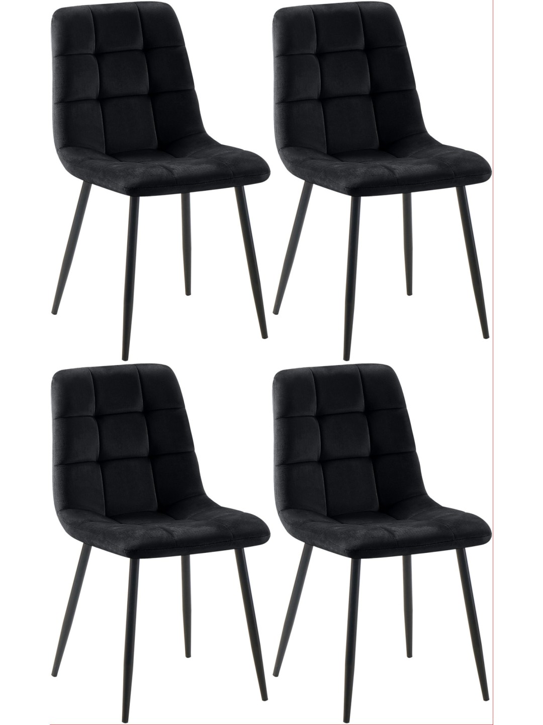 Sæt med 4 spisestuestole Antibes, sort