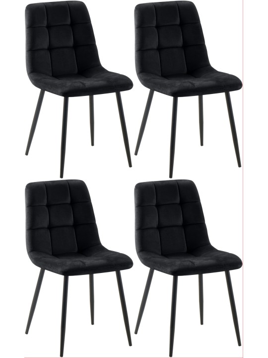 Sæt med 4 spisestuestole Antibes, sort