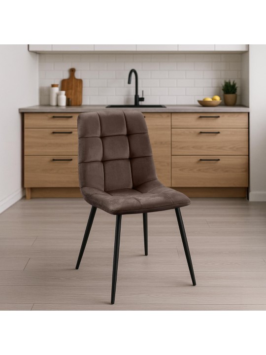 Sæt med 4 spisestuestole Antibes, brun