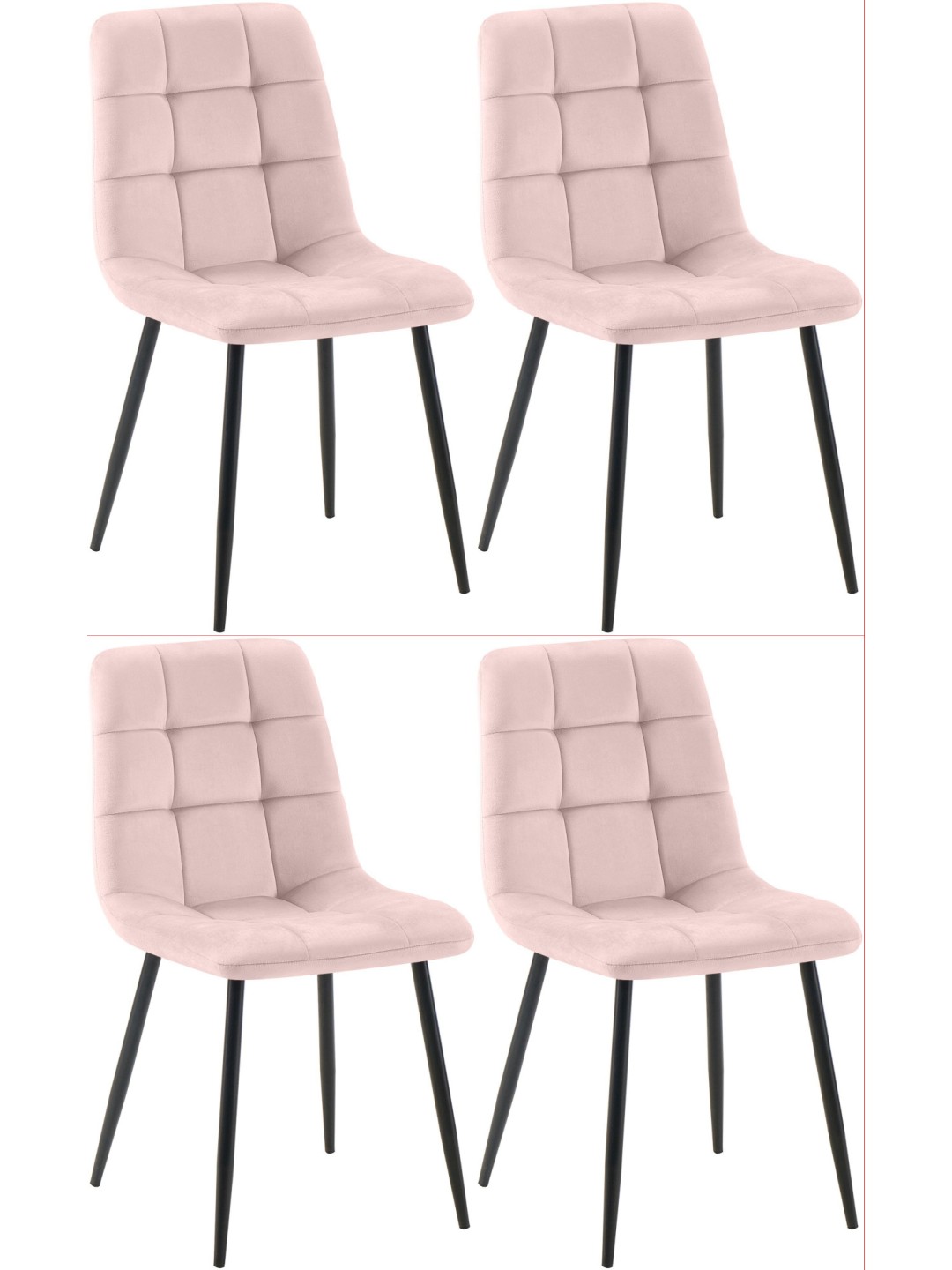 Sæt med 4 spisestuestole Antibes, pink