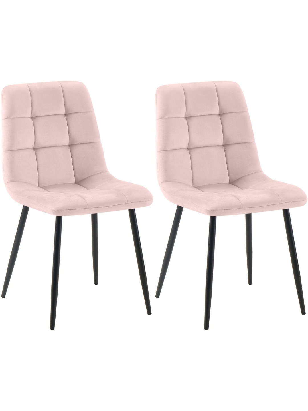 Sæt med 2 spisestuestole Tilde fløjl, pink