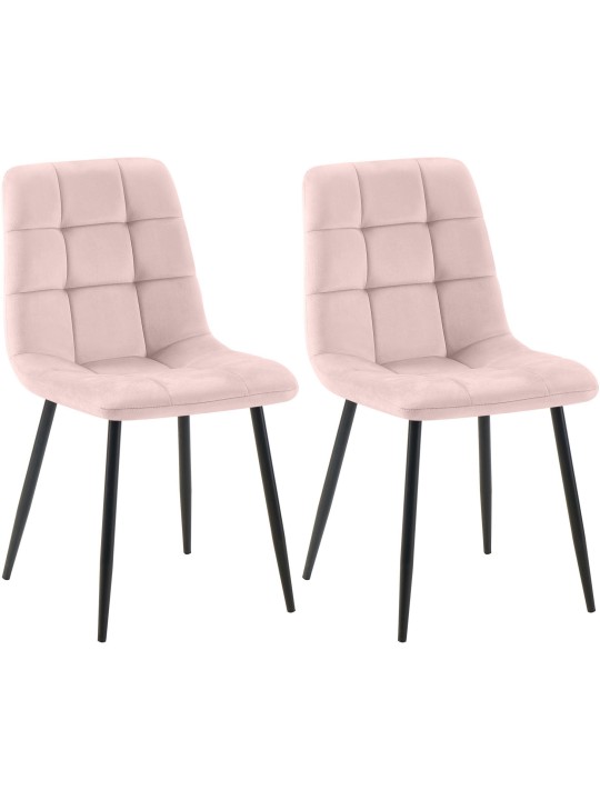 Sæt med 2 spisestuestole Tilde fløjl, pink