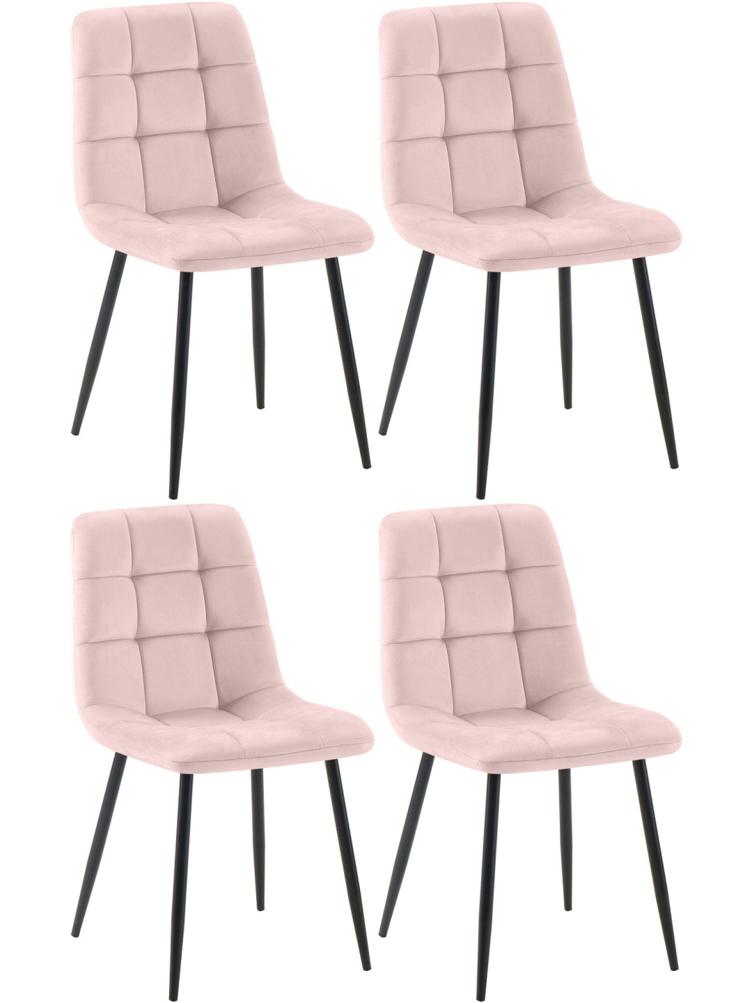 Sæt med 4 spisestuestole Tilde fløjl, pink