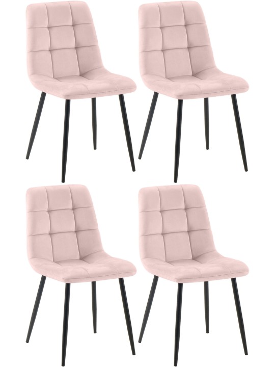 Sæt med 4 spisestuestole Tilde fløjl, pink