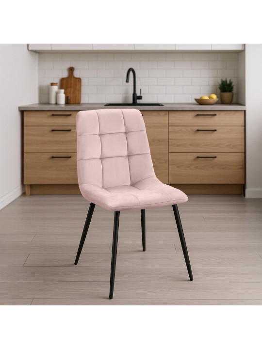 Sæt med 4 spisestuestole Tilde fløjl, pink