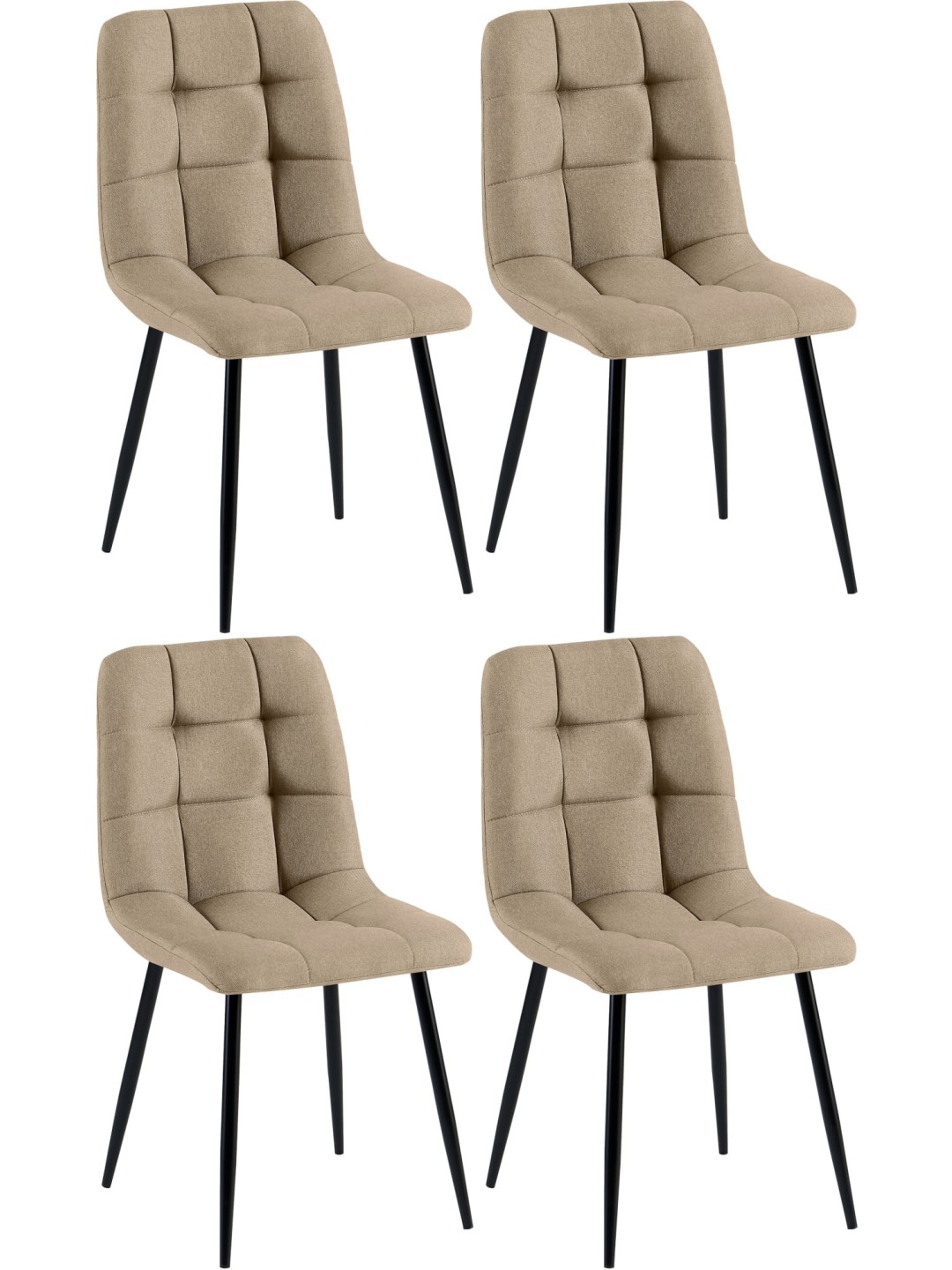 Sæt med 4 spisestuestole Tilde Stof, taupe