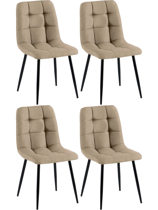 Sæt med 4 spisestuestole Tilde Stof, taupe