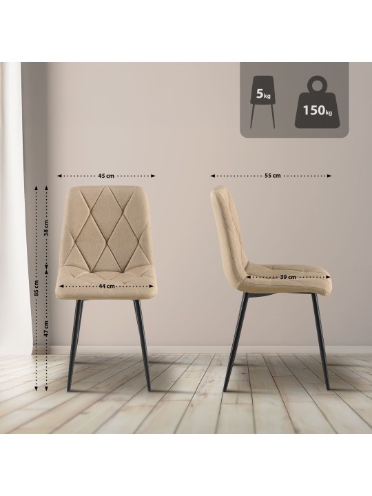 Sæt med 2 spisestuestole Clairton stof, taupe