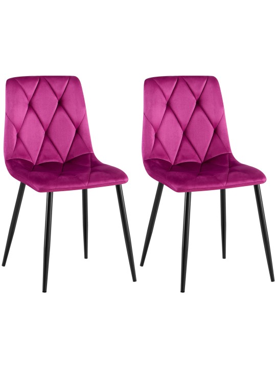Sæt med 2 spisestuestole Clairton velvet, lilla