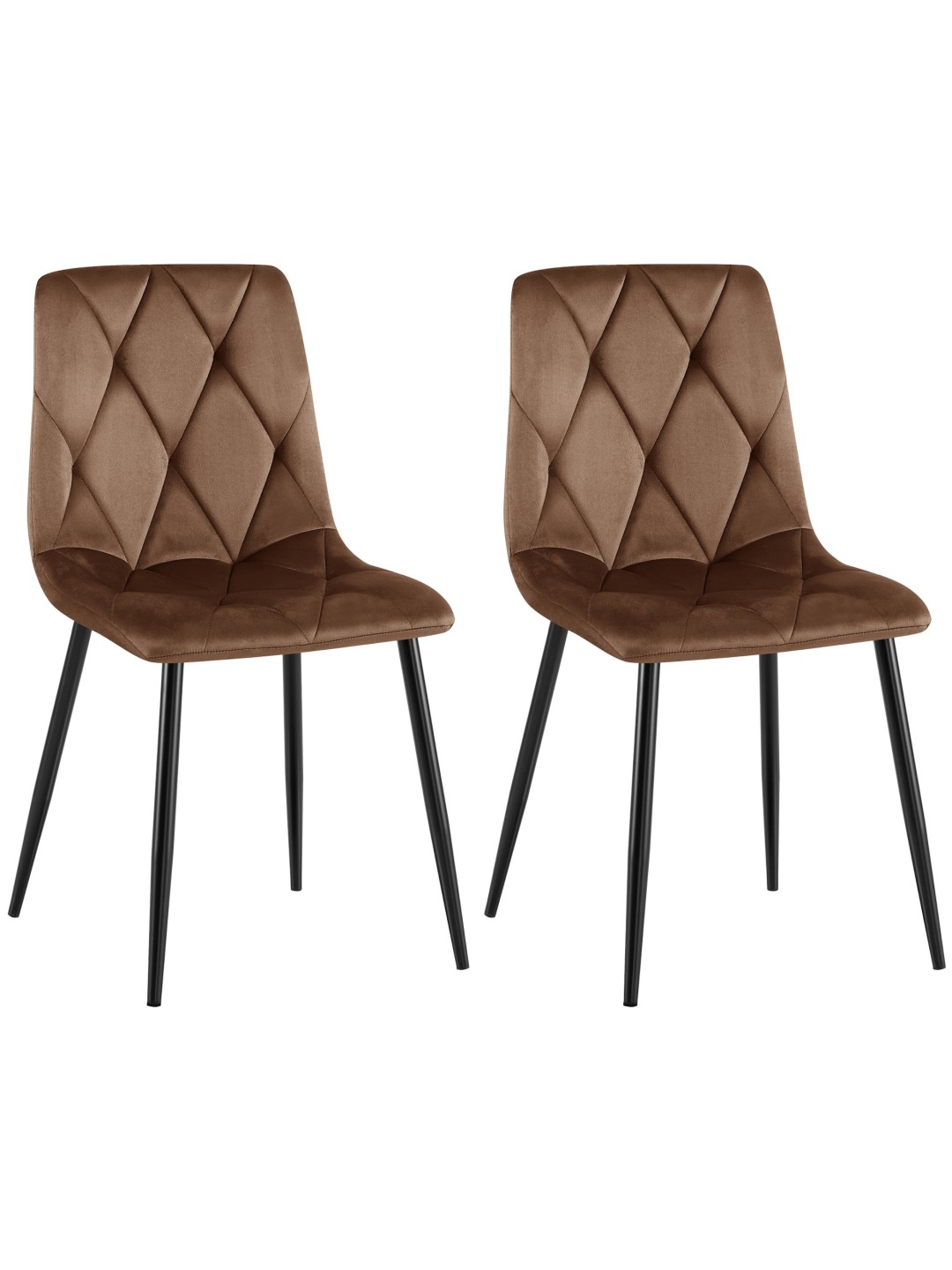 Sæt med 2 spisestuestole Clairton velvet, brun