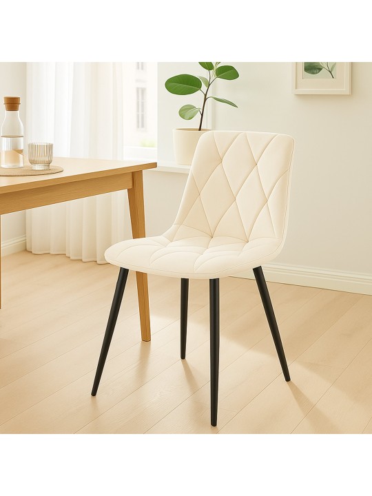 Sæt med 2 spisestuestole Clairton velvet, creme