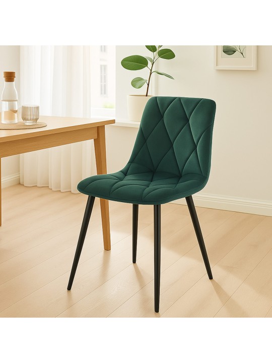 Sæt med 2 spisestuestole Clairton velvet, grøn