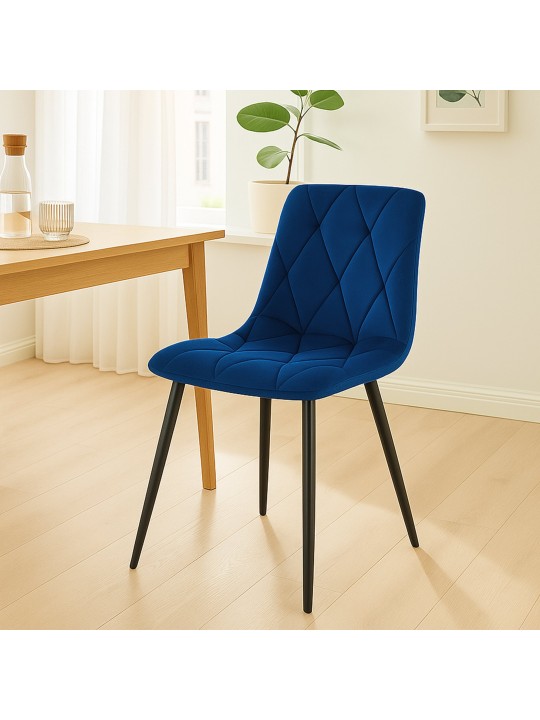 Sæt med 2 spisestuestole Clairton velvet, mørkeblå