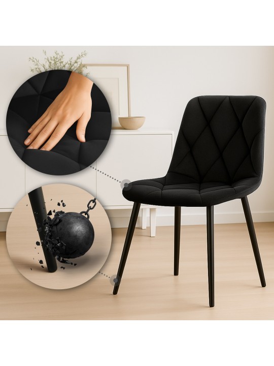 Sæt med 2 spisestuestole Clairton velvet, sort