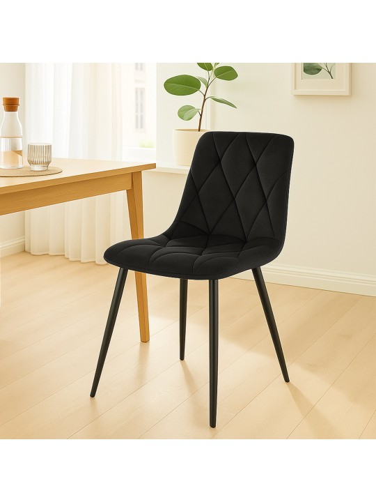 Sæt med 2 spisestuestole Clairton velvet, sort